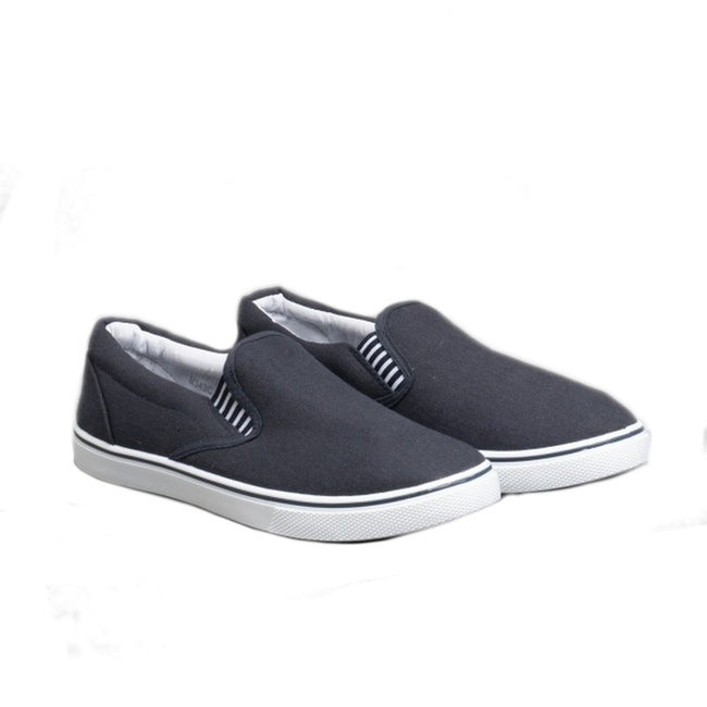 Navy Blue - Pack Shot - Dek Boys Gusset Casual Canvas Yachting Shoes