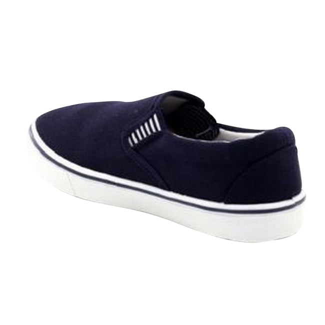 Navy Blue - Close up - Dek Mens Gusset Casual Canvas Yachting Shoes