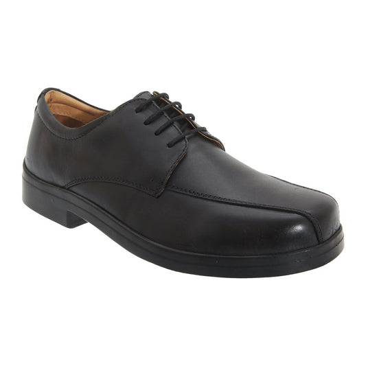 Black - Front - Roamers Mens XXX Extra Wide 4 Eye Tramline Gibson Shoes