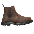 Brown - Back - Grafters Mens Safety Chelsea Boots