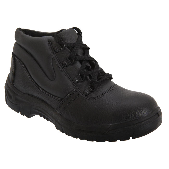 Black - Front - Grafters Mens Grain Leather Padded Ankle Safety Toe Cap & Steel Midsole Boots