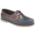 Navy Blue-Brown - Front - Dek Boys Moccasin Boat Shoes