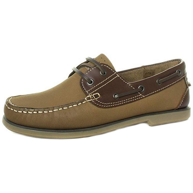 Brown Nubuck-Leather - Back - Dek Mens Moccasin Boat Shoes