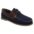 Navy Blue-Brown Nubuck-Leather - Front - Dek Mens Moccasin Boat Shoes
