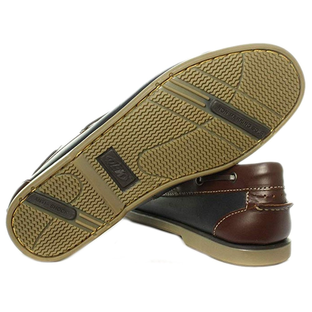 Navy Blue-Brown Leather - Lifestyle - Dek Mens Moccasin Boat Shoes