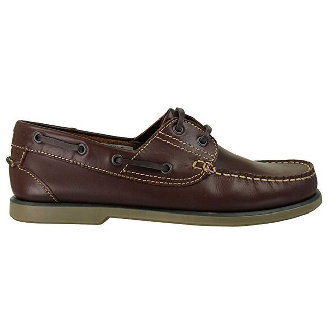 Brown Leather - Back - Dek Mens Moccasin Boat Shoes