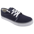 Navy Blue - Front - Dek Boys 4 Eye Padded Canvas Deck Shoes