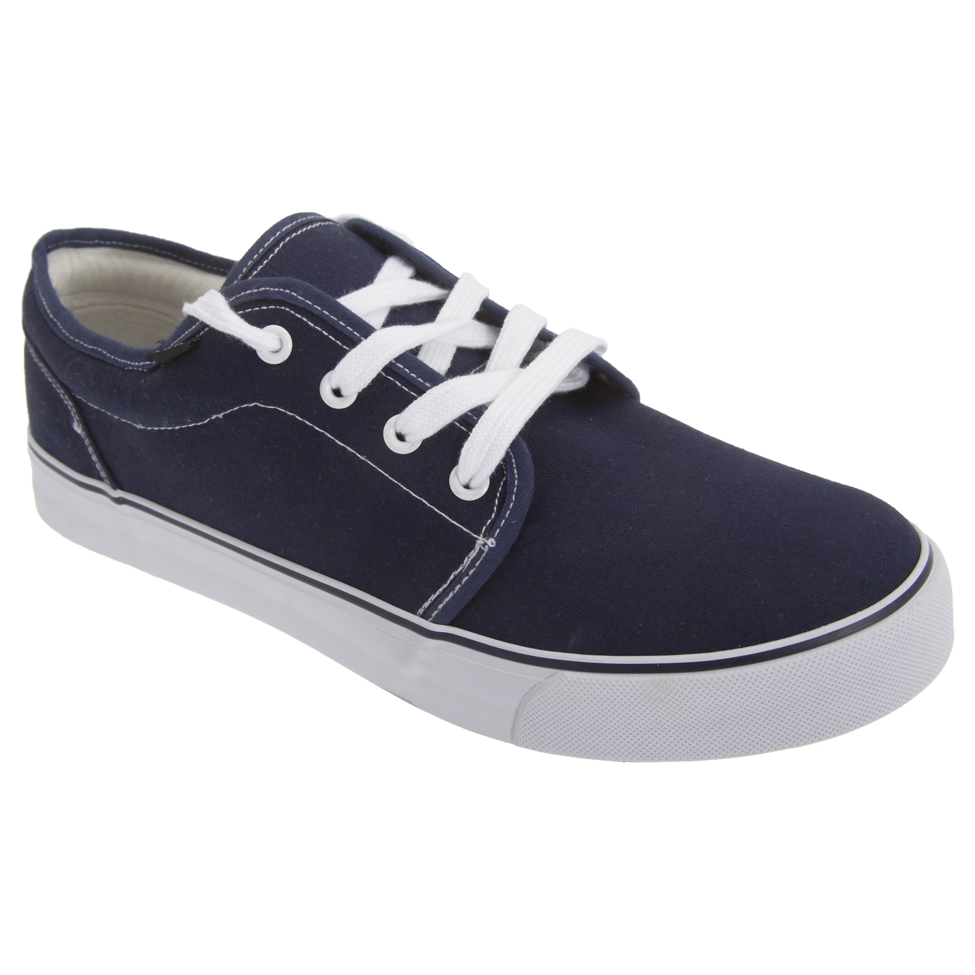 Navy Blue - Front - Dek Boys 4 Eye Padded Canvas Deck Shoes