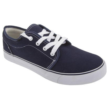 Navy Blue - Front - Dek Boys 4 Eye Padded Canvas Deck Shoes