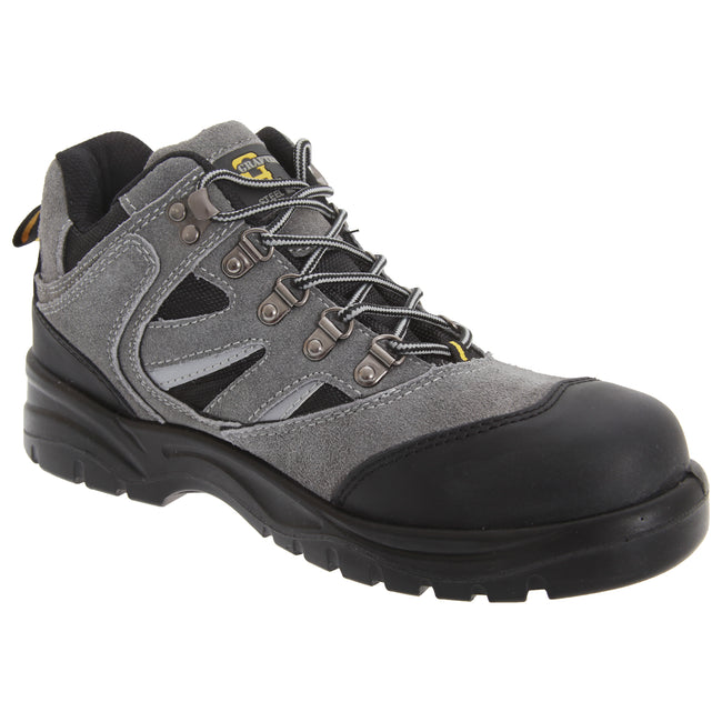 Dark Grey-Black - Front - Grafters Mens Industrial Safety Hiking Boots
