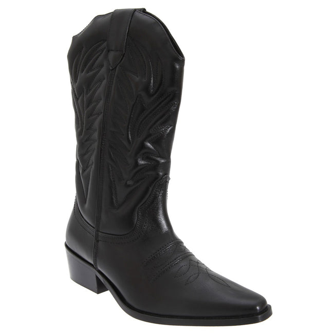 Black - Front - Woodland Mens High Clive Western Cowboy Boots