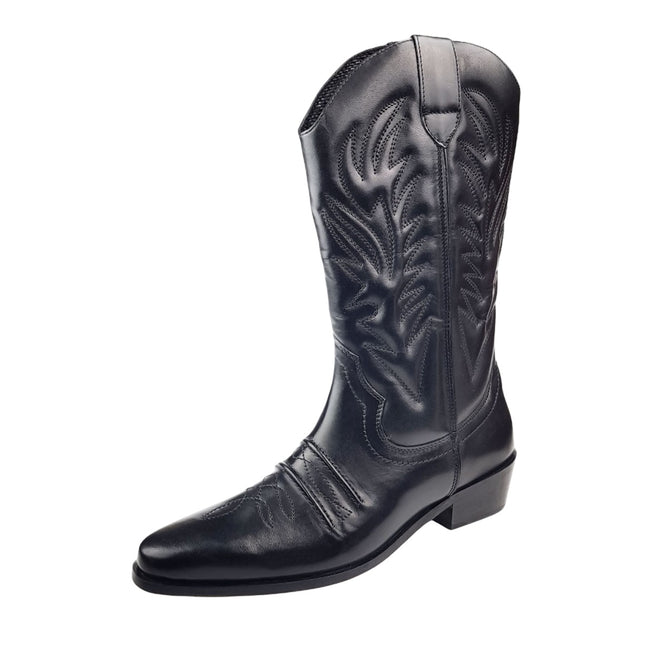 Black - Pack Shot - Woodland Mens High Clive Western Cowboy Boots