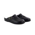 Black - Side - Dek Unisex Swivel Bar Coated Leather Clogs