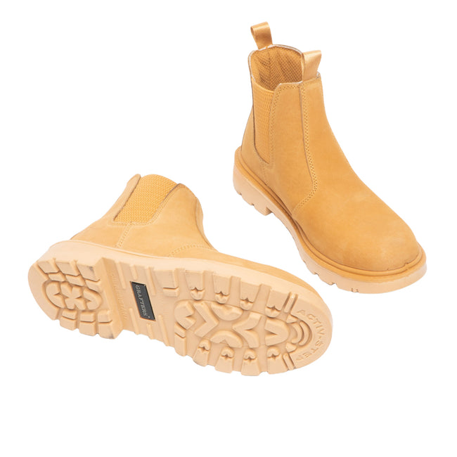 Honey Nubuck - Side - Grafters Mens Grinder Safety Twin Gusset Leather Dealer Boots