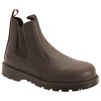 Brown - Front - Grafters Mens Grinder Safety Twin Gusset Leather Dealer Boots