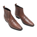 Brown - Back - Woodland Mens Distressed Leather Gusset Western Ankle Boots