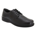 Black - Front - Roamers Mens Super Soft Leather 4 Eye Lightweight Tie Shoes