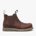Dark Brown - Back - Woodland Mens Tumbled Leather Gusset Chelsea Boots