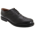 Black - Front - Scimitar Mens Wing Cap Brogue Oxford Shoes