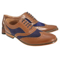 Tan-Navy - Side - Goor Mens 5 Eye Brogue Oxford Shoes