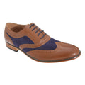 Tan-Navy - Front - Goor Mens 5 Eye Brogue Oxford Shoes