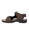 Brown - Side - PDQ Mens Triple Touch Fastening Sports Sandals