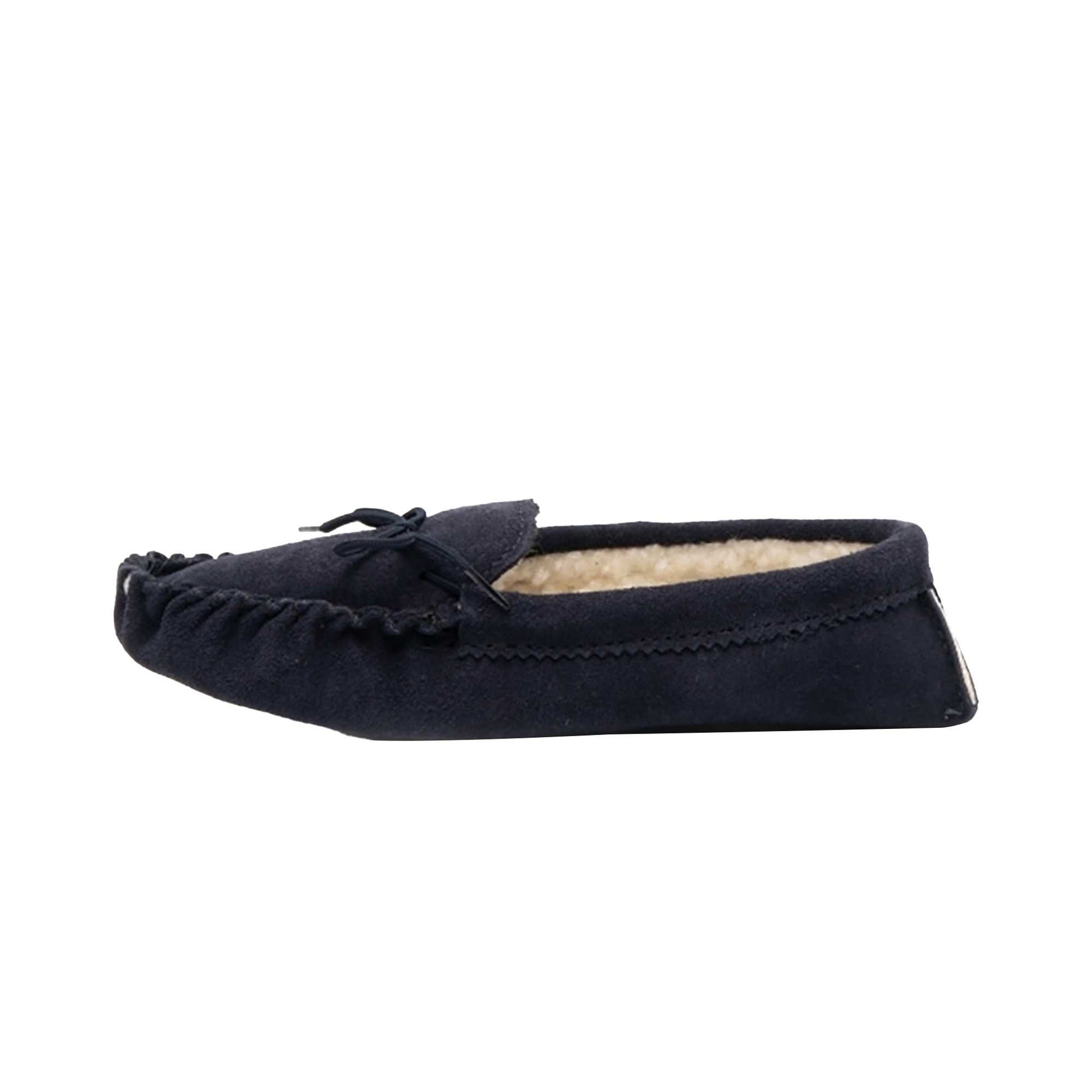 Navy Blue - Back - Mokkers Mens Jake Real Suede Moccasin Slippers