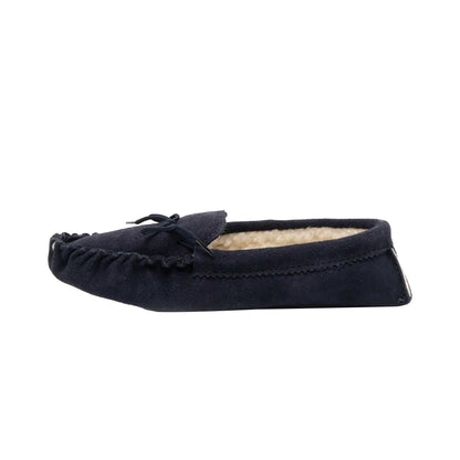 Navy Blue - Back - Mokkers Mens Jake Real Suede Moccasin Slippers