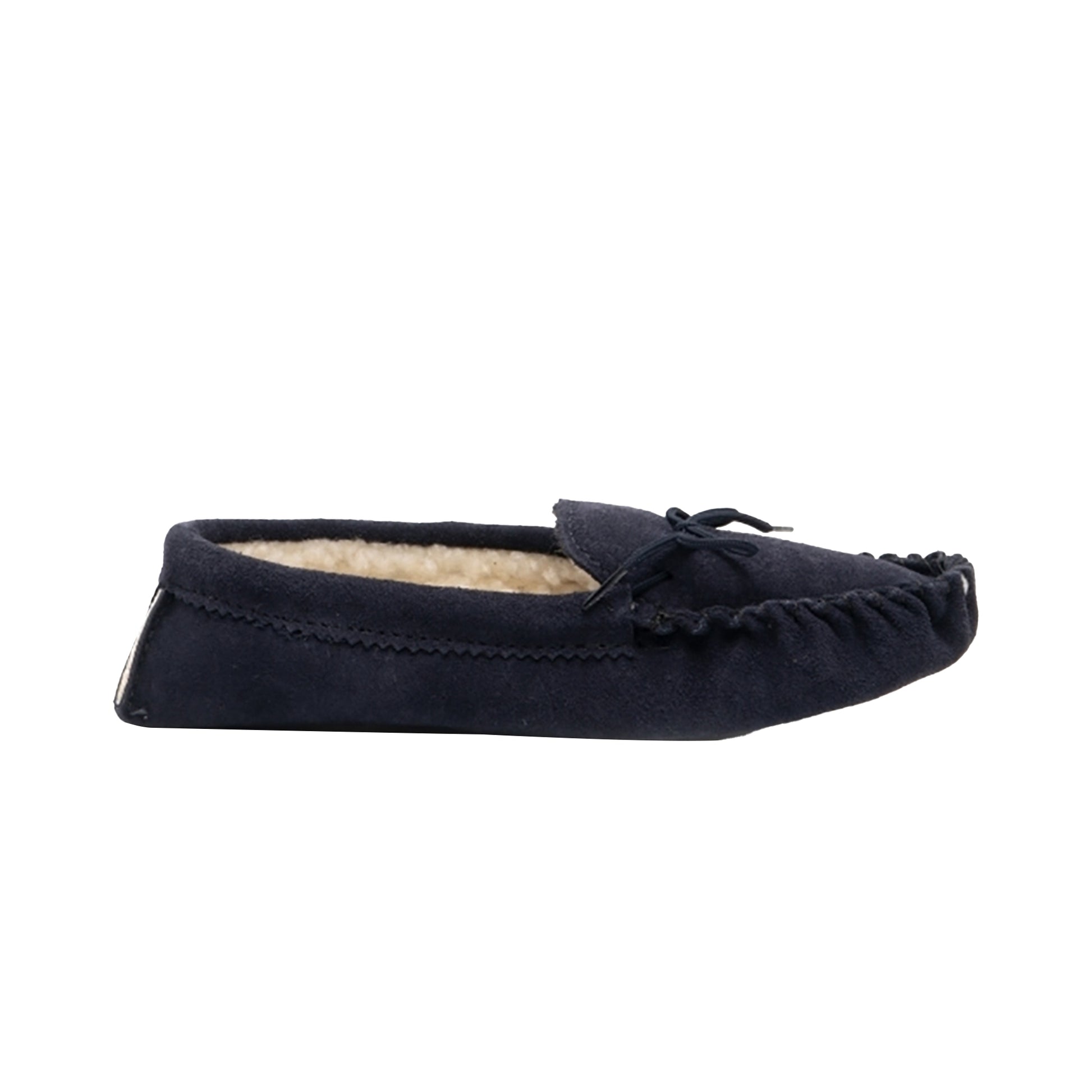Navy Blue - Side - Mokkers Mens Jake Real Suede Moccasin Slippers