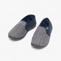 Navy Blue - Back - Zedzzz Mens Charles Herringbone Felt Gusset Slippers