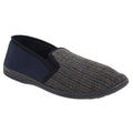 Navy Blue - Front - Zedzzz Mens Charles Herringbone Felt Gusset Slippers