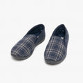 Navy Blue-Check - Side - Zedzzz Mens Harley Check Felt Gusset Slippers