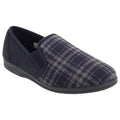 Navy Blue-Check - Front - Zedzzz Mens Harley Check Felt Gusset Slippers