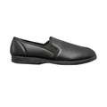 Black - Back - Sleepers Mens Hadley Softie Leather Twin Gusset Slippers