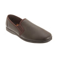 Dark Brown - Front - Sleepers Mens Hadley Softie Leather Twin Gusset Slippers