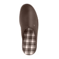 Brown - Back - Sleepers Mens Dwight Outdoor Sole Mule Slippers