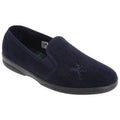 Navy Blue - Front - Sleepers Mens Frazer Lion Motif Twin Gusset Slippers