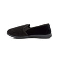 Black - Back - Zedzzz Mens Richard Striped Twin Gusset Velour Slippers