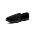 Black - Side - Zedzzz Mens Richard Striped Twin Gusset Velour Slippers