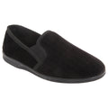 Black - Front - Zedzzz Mens Richard Striped Twin Gusset Velour Slippers