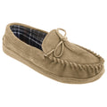 Sand - Front - Sleepers Mens Adie Real Suede Moccasin Slippers