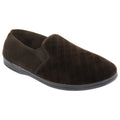 Brown - Front - Zedzzz Mens Kevin Velour Twin Gusset Slippers