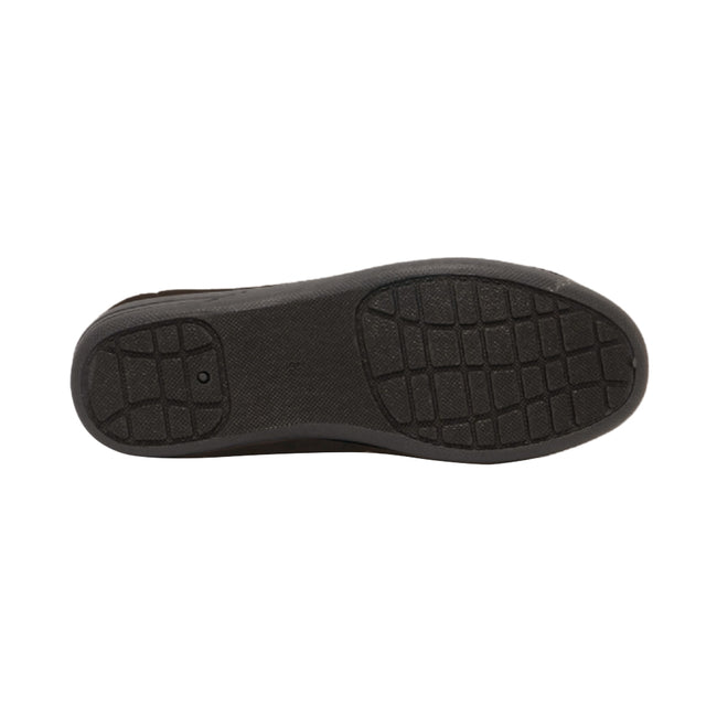 Brown - Side - Zedzzz Mens Kevin Velour Twin Gusset Slippers