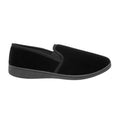 Black - Side - Zedzzz Mens Ross Twin Gusset Velour Slippers