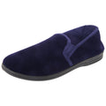 Navy Blue - Back - Zedzzz Mens Ross Twin Gusset Velour Slippers