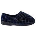 Navy Blue - Back - Zedzzz Mens George Touch Fastening Check Velour Slippers