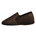 Brown - Front - Zedzzz Mens Ivor Grain Upper Twin Gusset Slippers