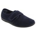 Navy Blue - Front - Sleepers Mens Tom Imitation Suede Touch Fastening Slippers