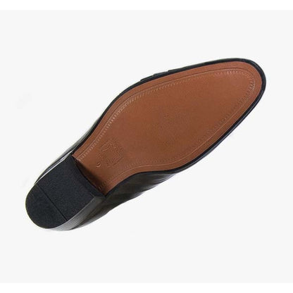 Black - Back - Montecatini Mens Pleated Vamp Softie Leather Shoes