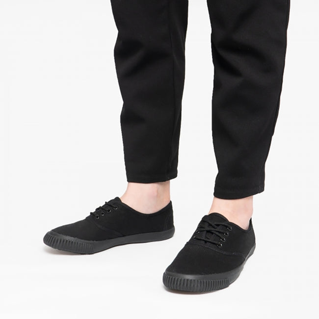 Black - Back - Dek Adults Unisex Lace Up Canvas Gym Plimsolls